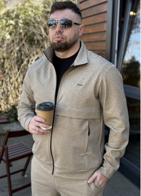 Чоловіча кофта-куртка з преміальної бавовни мокко